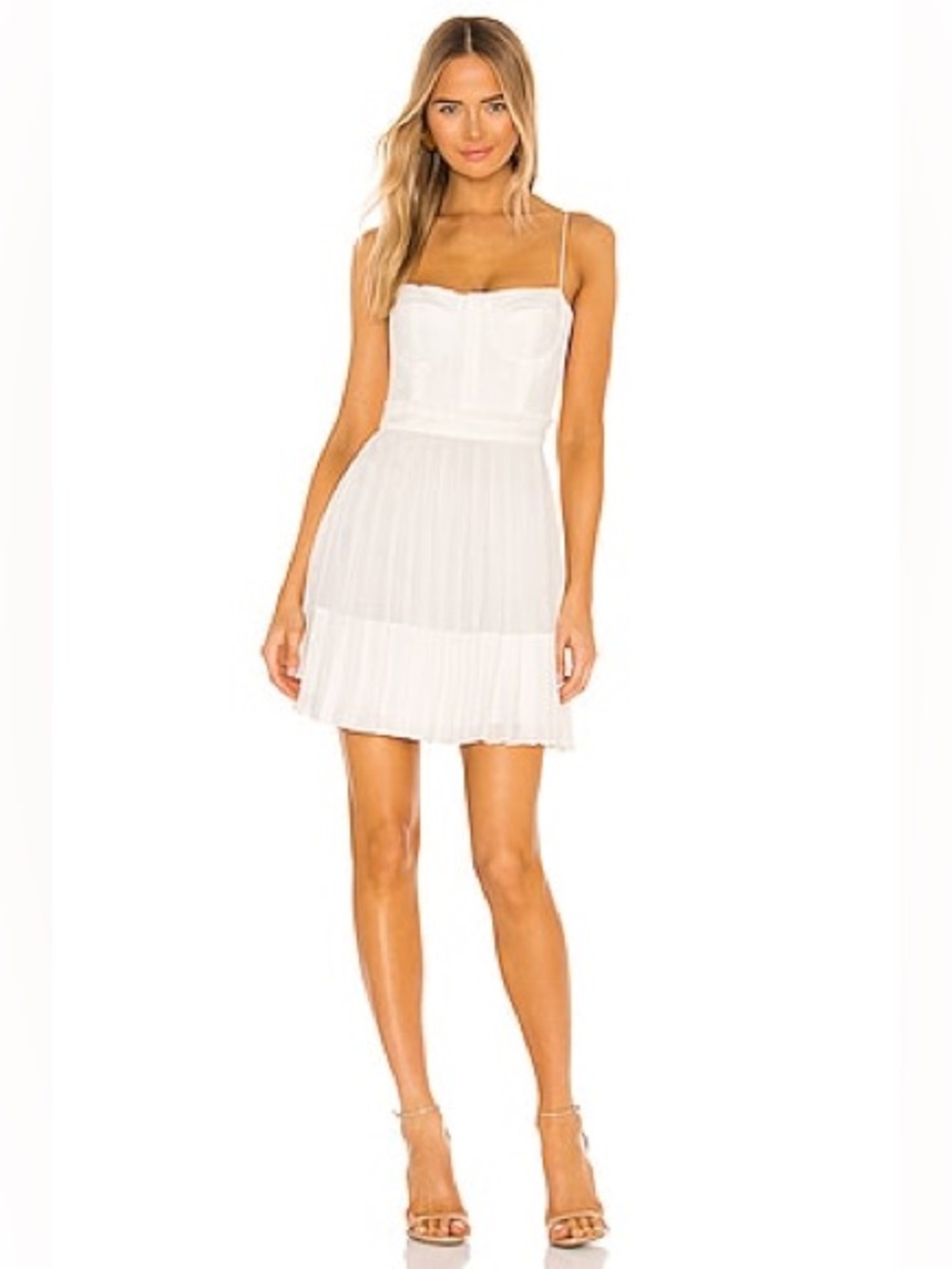 Alexis Jasmine Pleated Mini Dress in Off-White.